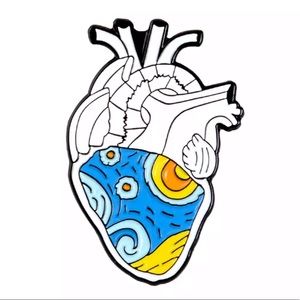 Artsy Anatomy Pin Artistic Abstract Enamel Heart